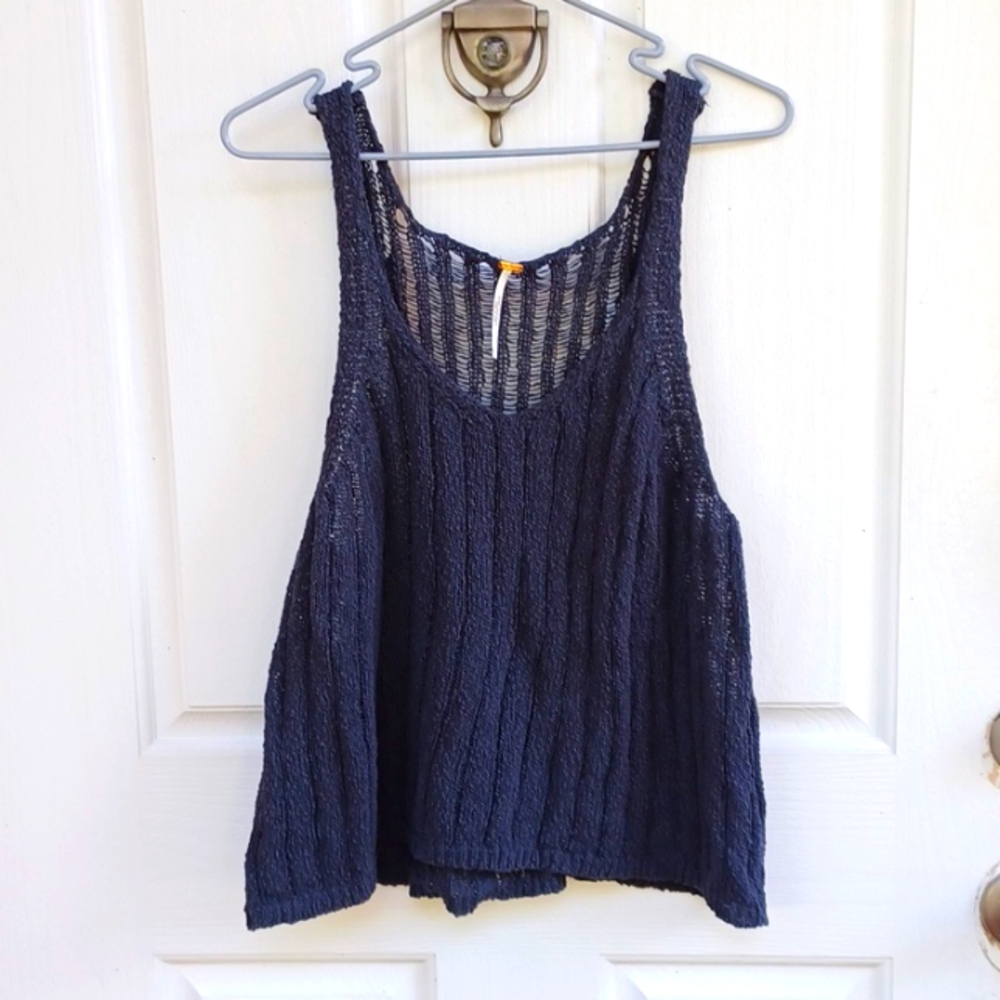 FREE PEOPLE Charcoal Gray Knit Tank Top Sz L
